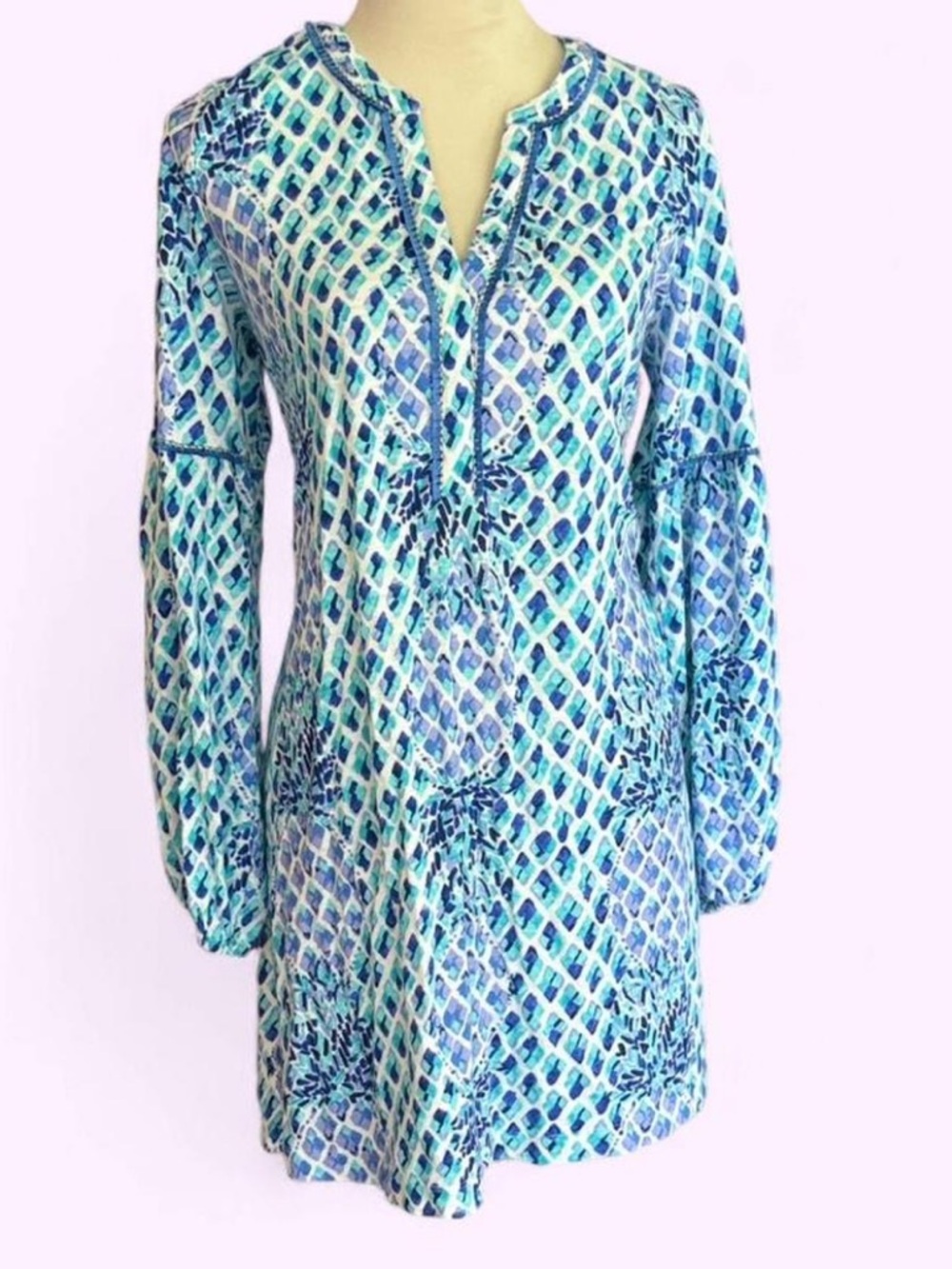 Lilly Pulitzer Blue White Joy Dress Size Large - Picture 7 of 9